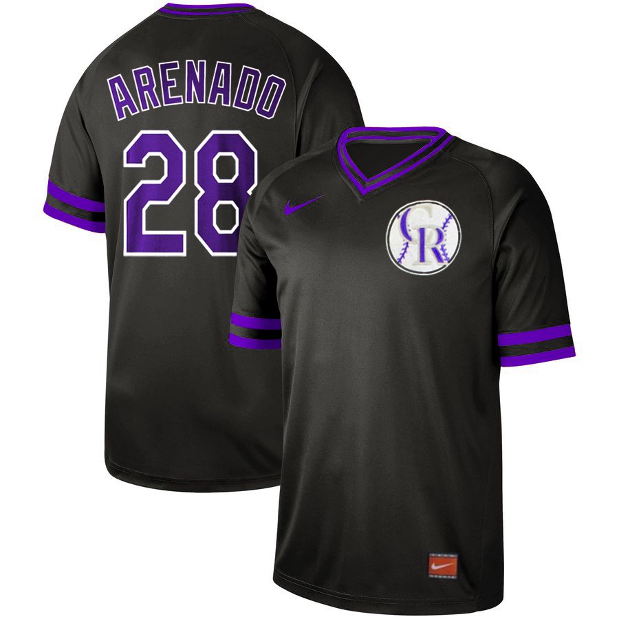 Men Colorado Rockies #28 Arenado Black Nike Cooperstown Collection Legend V-Neck MLB Jersey